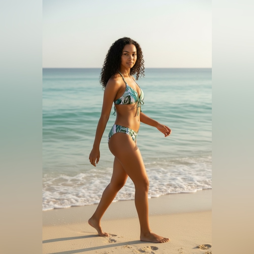 Xhilaration Green and Blue Leaf Bikini